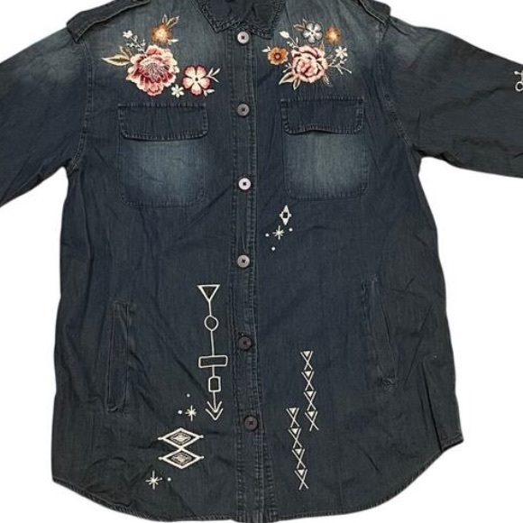 Johnny Was HEAVILY EMBROIDERED DEMIN SHIRT/JACKET UMOYA NWT - Picture 4 of 15